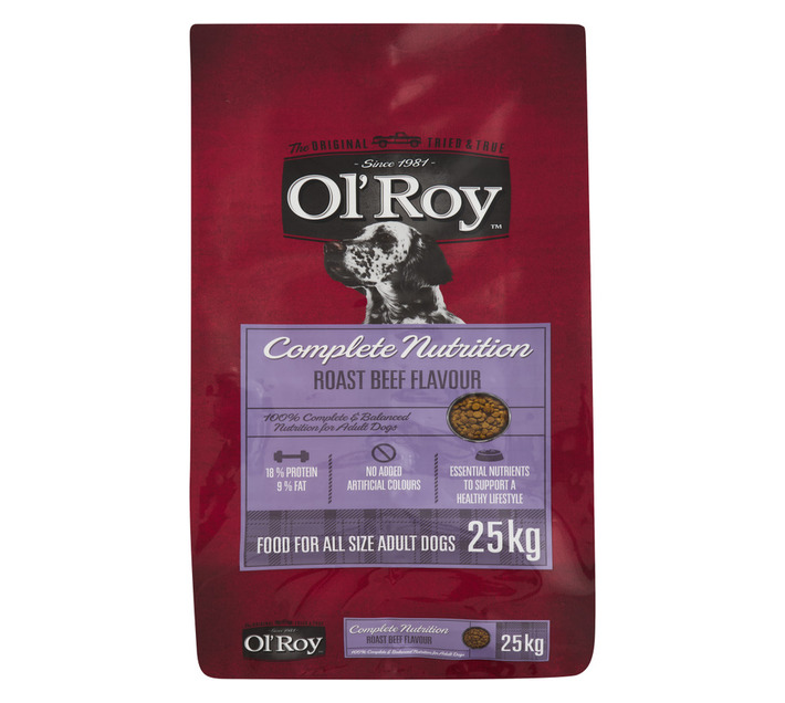 Ol' Roy Dog Food Roast Beef Flavour Dry Dog Food 25 kg Builders