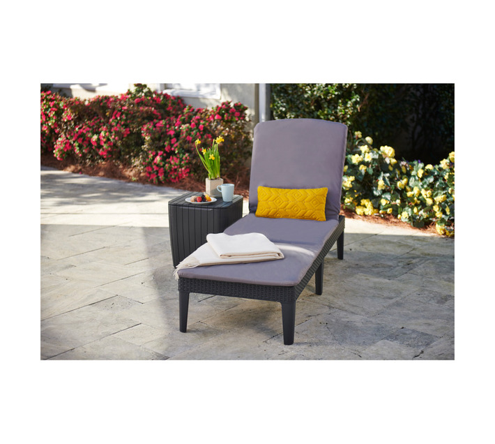 Keter Allibert Jaipur Lounger with Cushion: Foldable Outdoor Sun