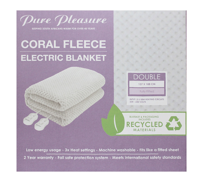 Pure Pleasure Double Coral Fitted Electric Blanket 1880 x 1370 mm  ZEPP137188CF