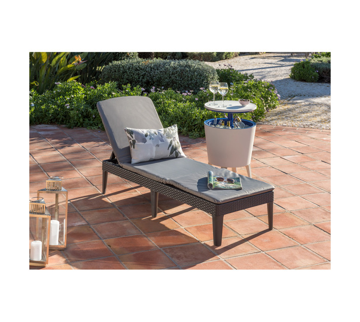 Keter Allibert Jaipur Lounger with Cushion: Foldable Outdoor Sun
