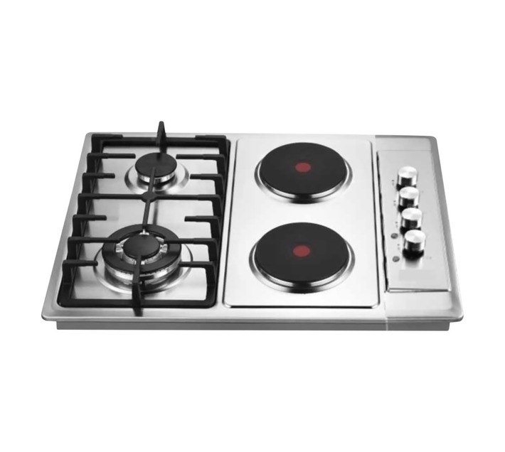 Goldair Built-in Burner Gas and Plate Electric Hob Silver GGEH