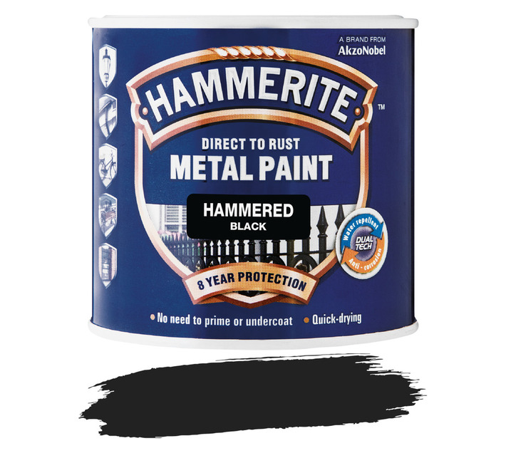 Hammerite Direct to Rust Hammered Metal Paint Black L Builders