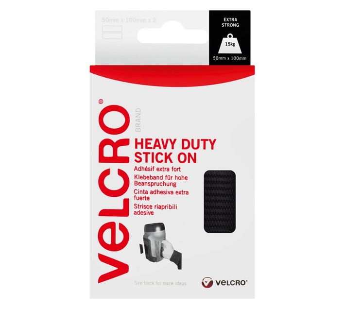 Buy VELCRO® Heavy Duty Stick On Strips - Black (50mm x 1mm