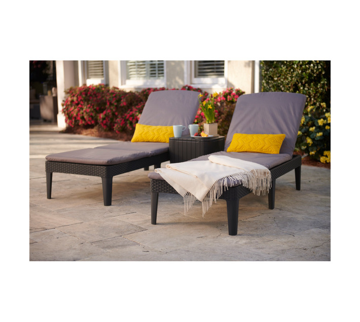 Keter Allibert Jaipur Lounger with Cushion: Foldable Outdoor Sun