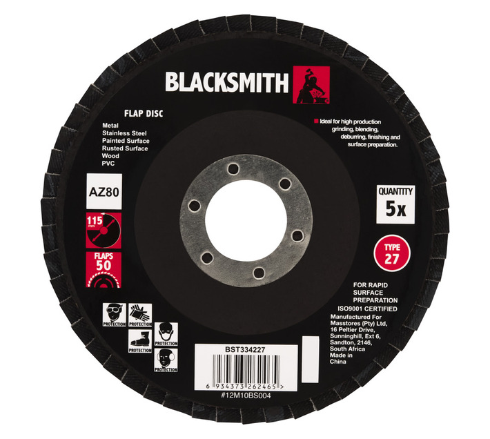 Blacksmith 5 Pack Flap Sanding Disc Zirconium Oxide 115 mm 80 Grit