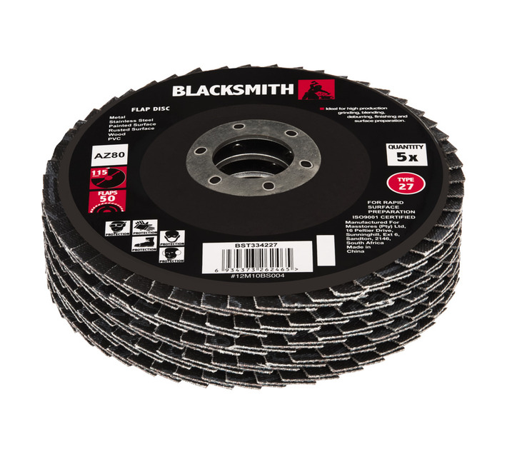 Blacksmith 5 Pack Flap Sanding Disc Zirconium Oxide 115 mm 80 Grit